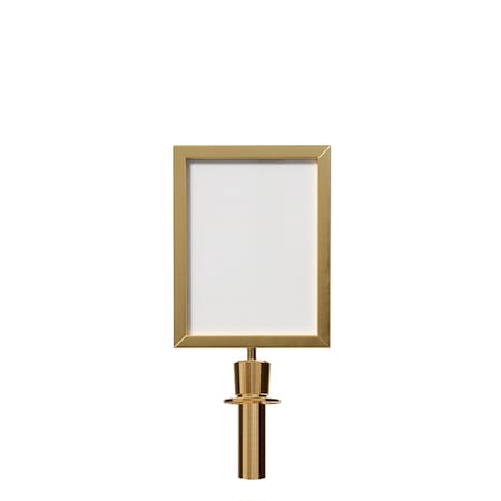 Stanchion Post Top Sign Frame 11x14 V Satin Brass, PLEASE WAIT HERE